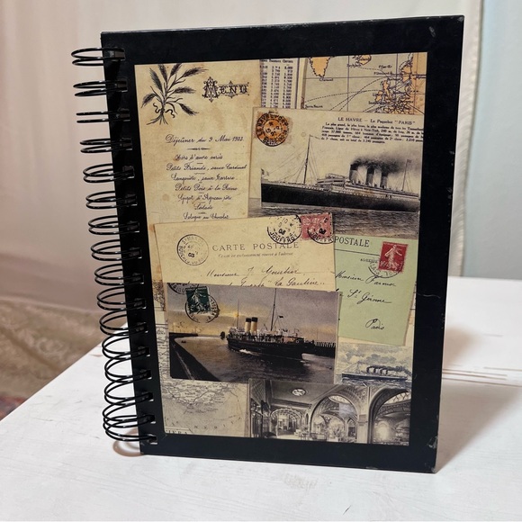 Vintage Travel Journal Spiral Notebook Markings by Susana England Nautical art - Picture 13 of 15